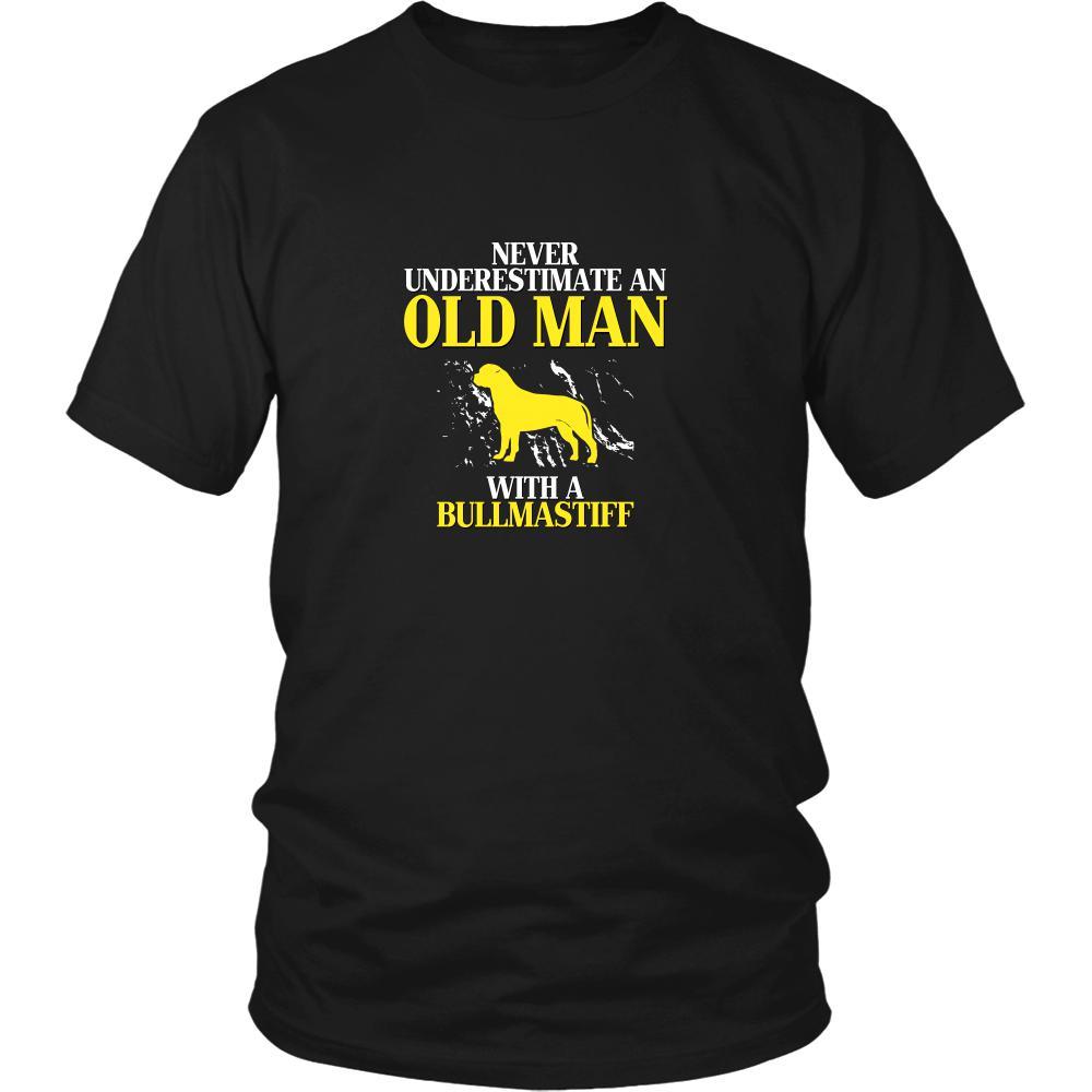 Bullmastiff Shirt - Never underestimate an old man with a Bullmastiff Grandfather Dog Gift-T-shirt-Teelime | shirts-hoodies-mugs