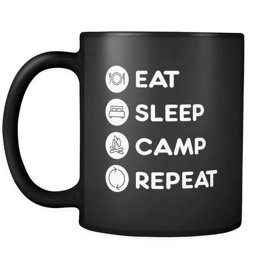 Camping - Eat Sleep Camp Repeat - 11oz Black Mug-Drinkware-Teelime | shirts-hoodies-mugs