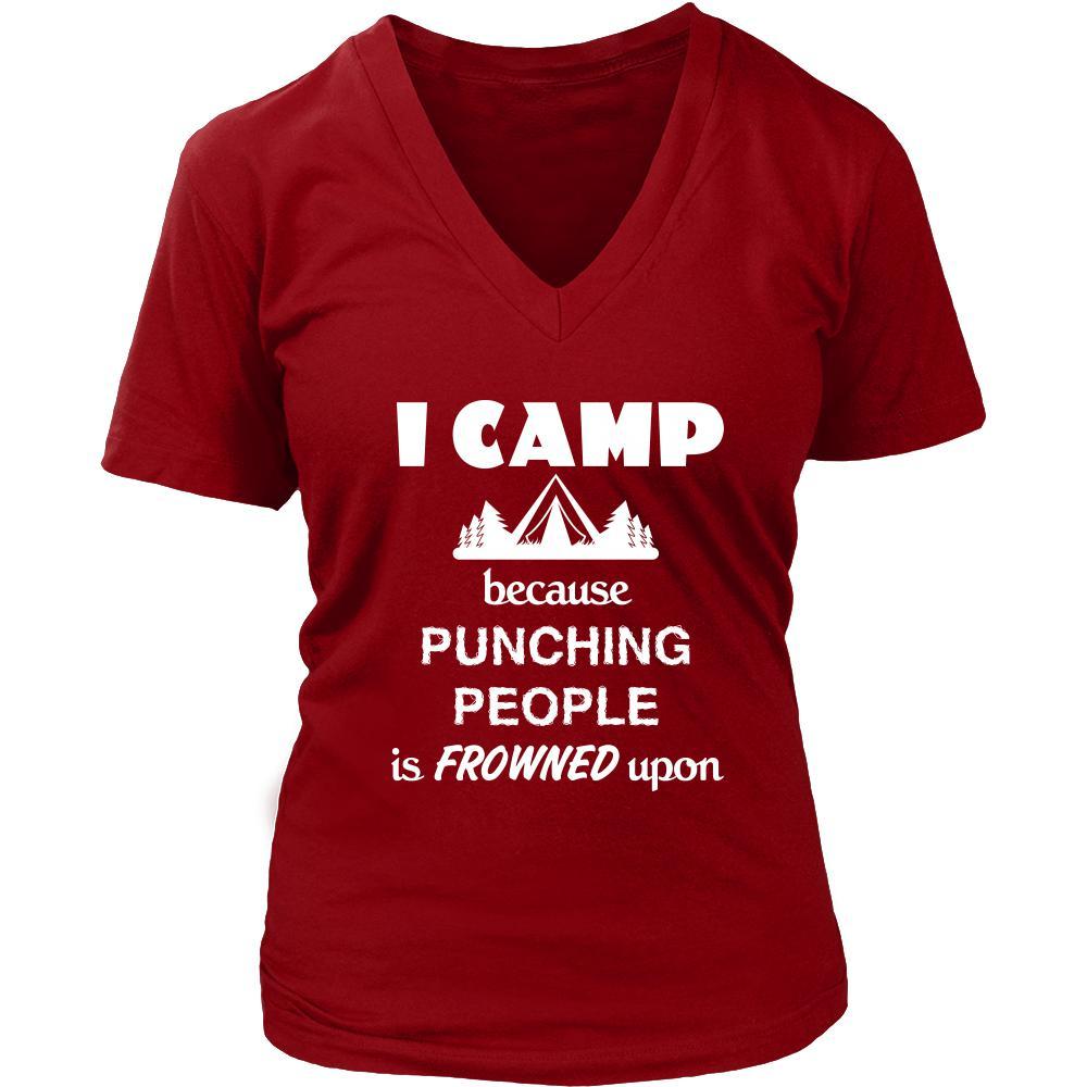 Camping - I Camp Because punching people is frowned upon - Outdoor Hobby Shirt-T-shirt-Teelime | shirts-hoodies-mugs