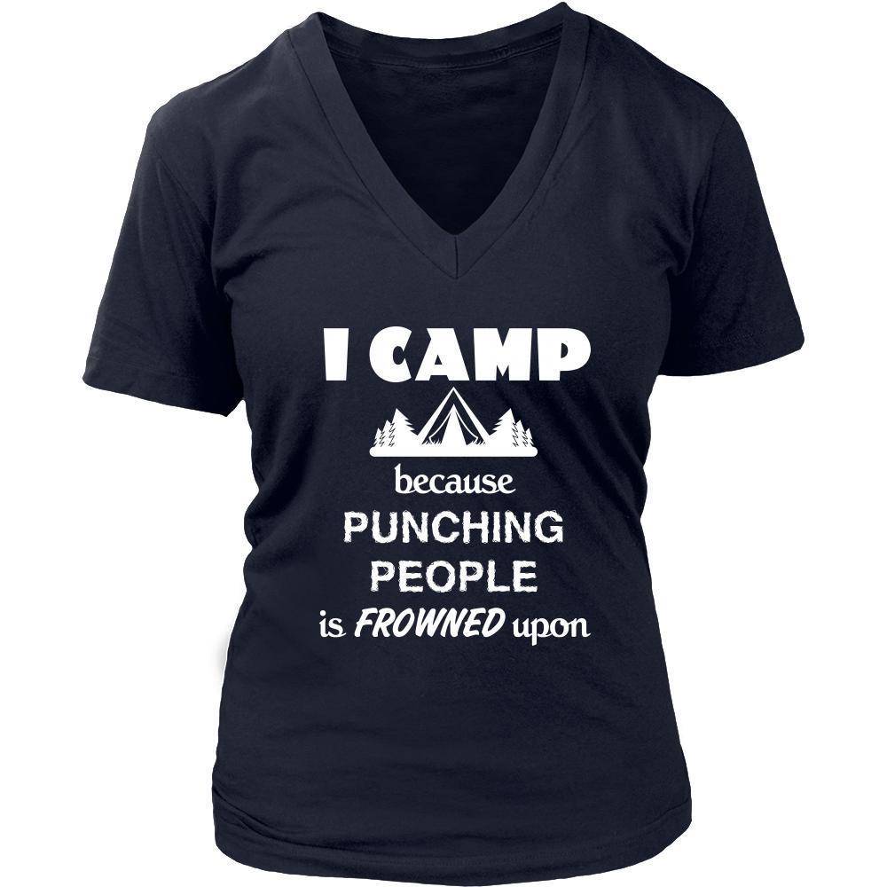Camping - I Camp Because punching people is frowned upon - Outdoor Hobby Shirt-T-shirt-Teelime | shirts-hoodies-mugs