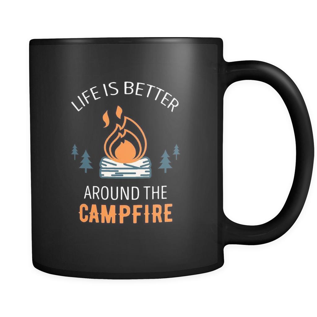 Camping Life is better around the campfire 11oz Black Mug-Drinkware-Teelime | shirts-hoodies-mugs