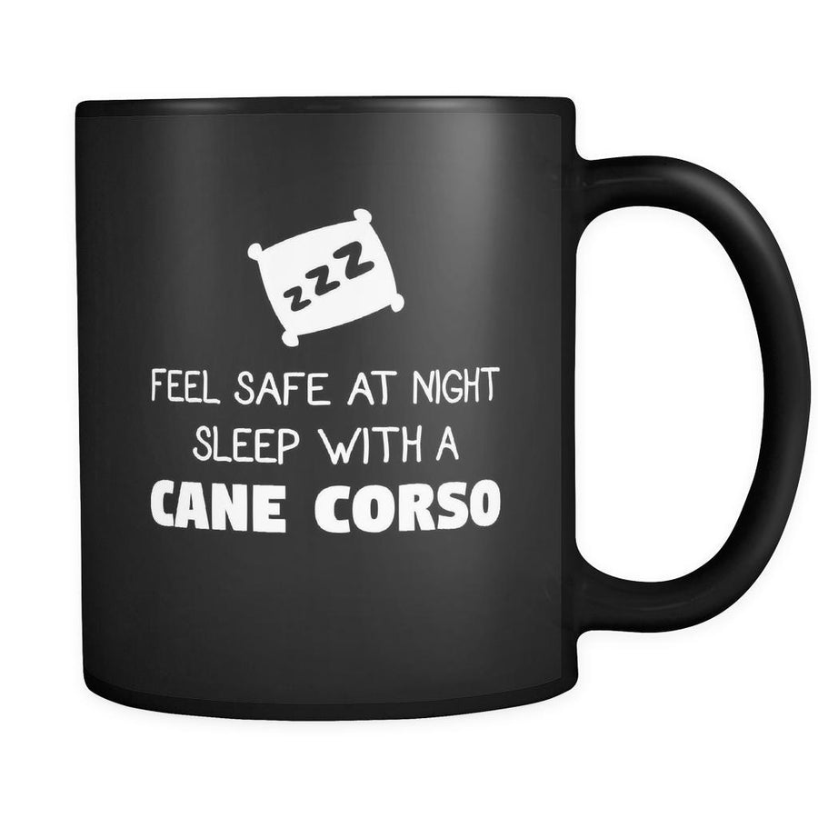 Cane Corso Feel Safe With A Cane Corso 11oz Black Mug-Drinkware-Teelime | shirts-hoodies-mugs