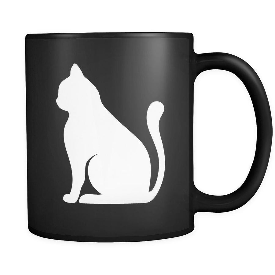 Cat Animal Illustration 11oz Black Mug-Drinkware-Teelime | shirts-hoodies-mugs