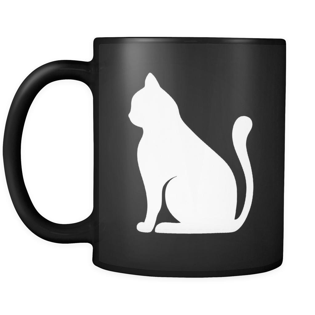 Cat Animal Illustration 11oz Black Mug-Drinkware-Teelime | shirts-hoodies-mugs