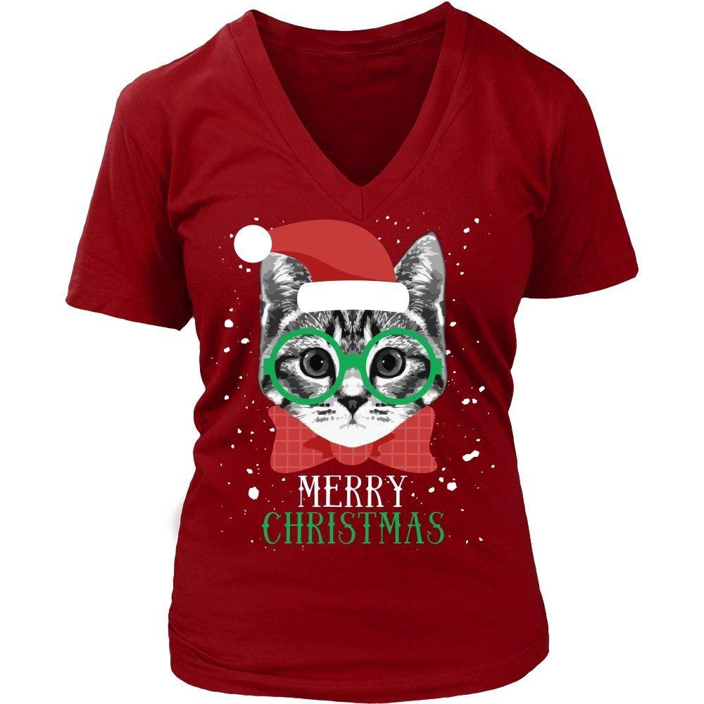 Cat T Shirt - Merry Christmas-T-shirt-Teelime | shirts-hoodies-mugs
