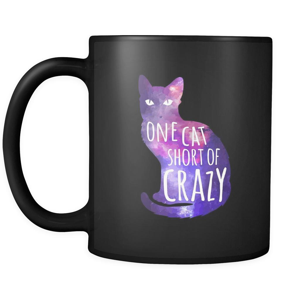 Cats gifts cats mugs One cat short of crazy mug - cats cup cats cups cats funny (11oz) Black-Drinkware-Teelime | shirts-hoodies-mugs