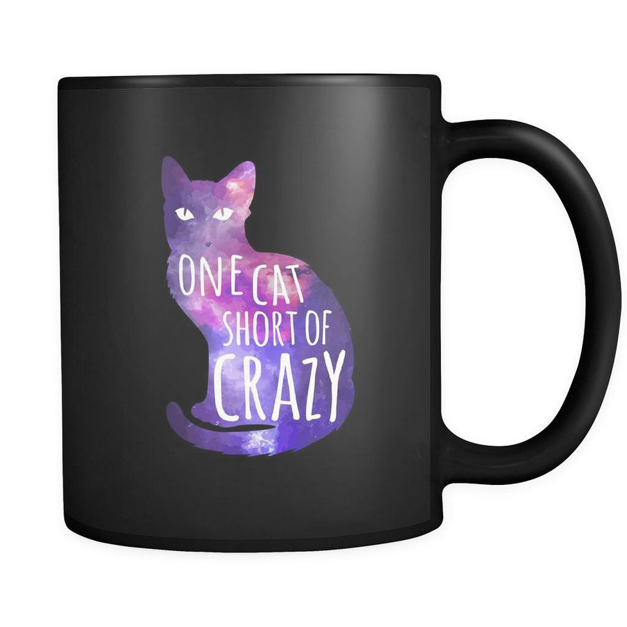 Cats gifts cats mugs One cat short of crazy mug - cats cup cats cups cats funny (11oz) Black-Drinkware-Teelime | shirts-hoodies-mugs