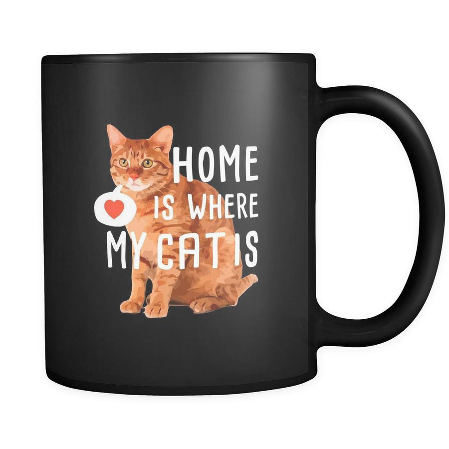 Cats Home is where my cat is 11oz Black Mug-Drinkware-Teelime | shirts-hoodies-mugs