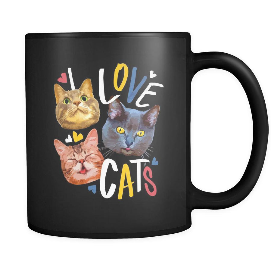 Cats I love cats 11oz Black Mug-Drinkware-Teelime | shirts-hoodies-mugs