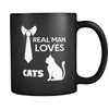 Cats Real Man Loves Cats 11oz Black Mug-Drinkware-Teelime | shirts-hoodies-mugs