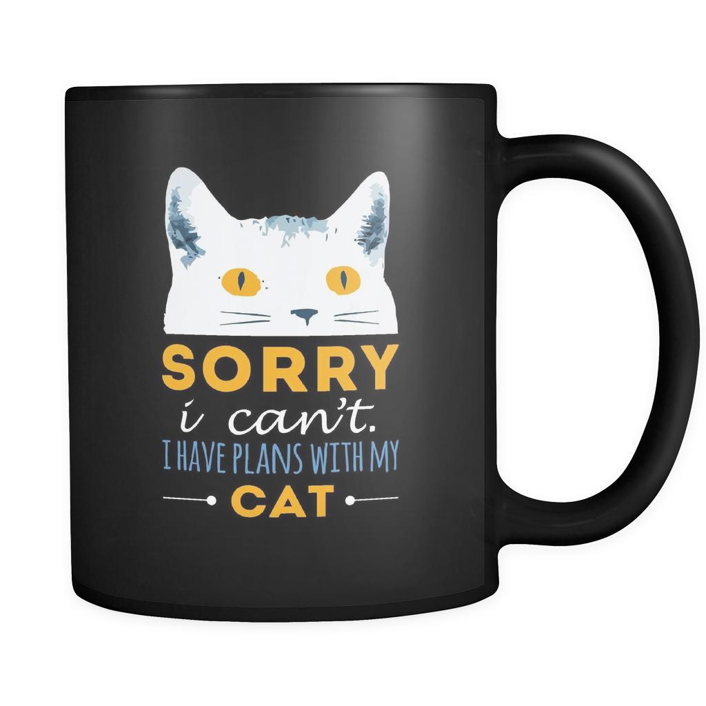 Cats Sorry I can't I have plans with my cat 11oz Black Mug-Drinkware-Teelime | shirts-hoodies-mugs