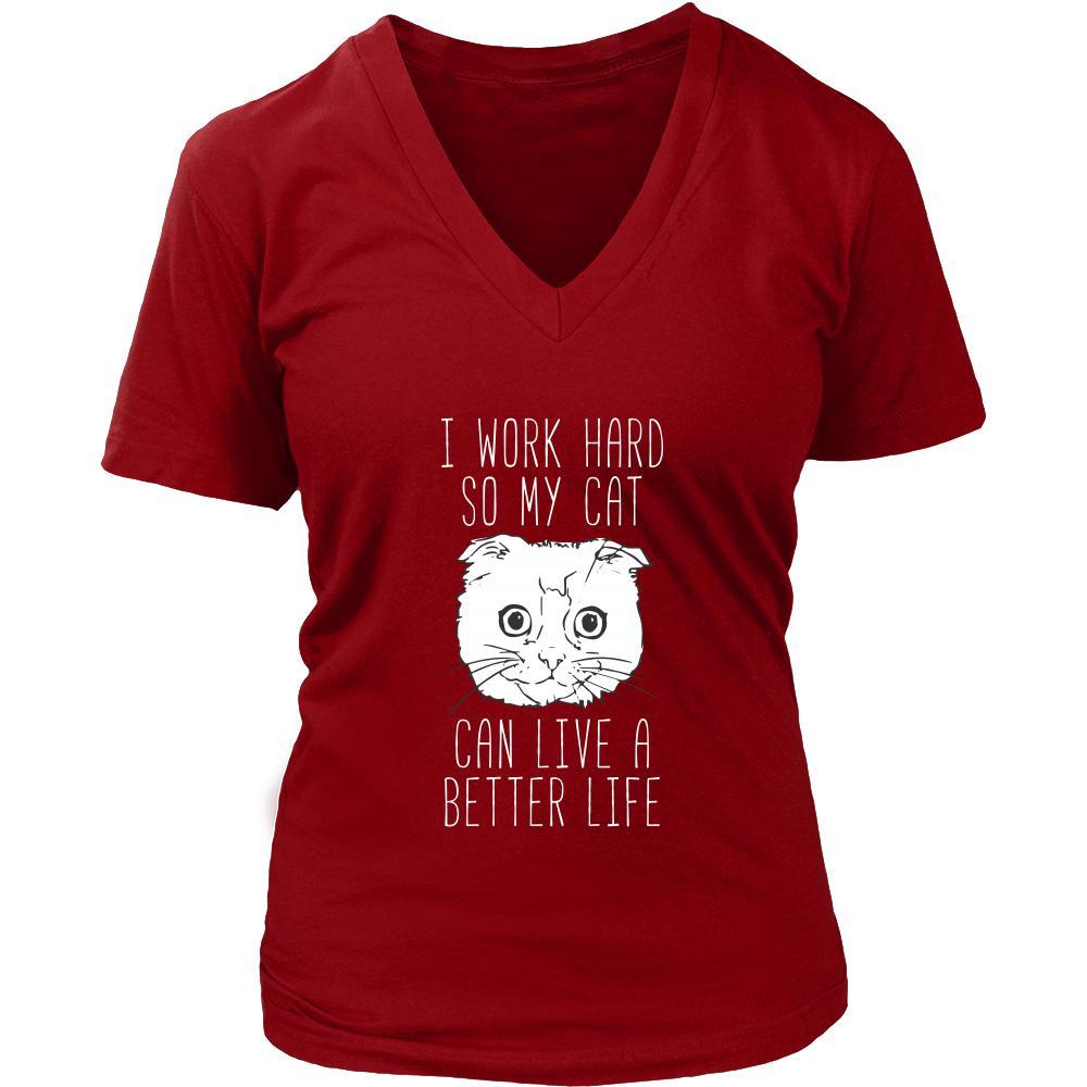Cats T Shirt - I work hard so my cat can live a better life-T-shirt-Teelime | shirts-hoodies-mugs