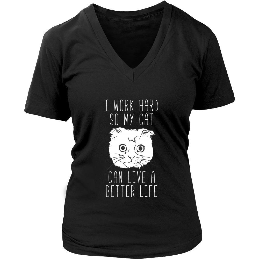 Cats T Shirt - I work hard so my cat can live a better life-T-shirt-Teelime | shirts-hoodies-mugs