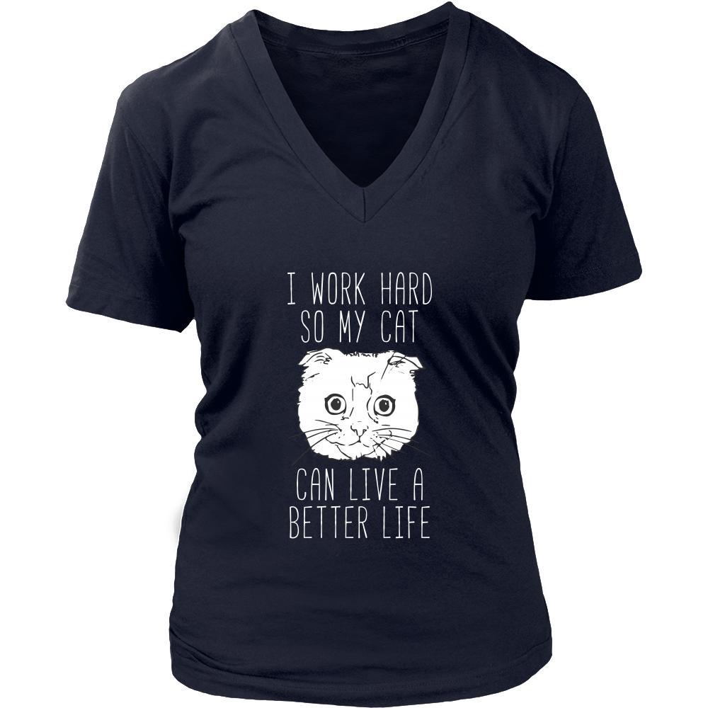 Cats T Shirt - I work hard so my cat can live a better life-T-shirt-Teelime | shirts-hoodies-mugs