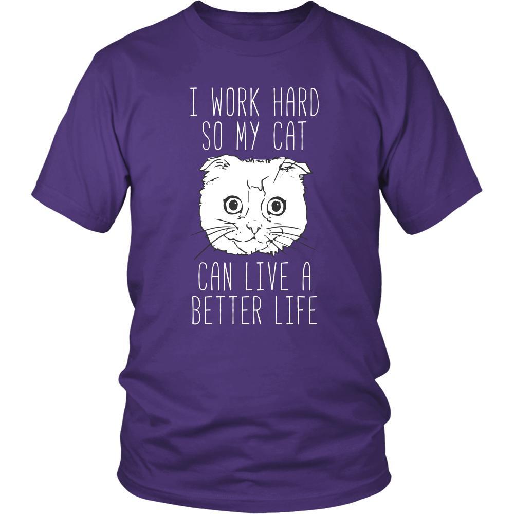 Cats T Shirt - I work hard so my cat can live a better life-T-shirt-Teelime | shirts-hoodies-mugs