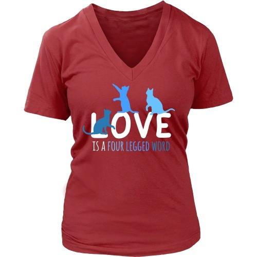 Cats T Shirt - Love is a four legged word-T-shirt-Teelime | shirts-hoodies-mugs