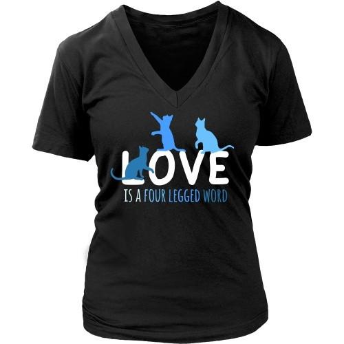 Cats T Shirt - Love is a four legged word-T-shirt-Teelime | shirts-hoodies-mugs