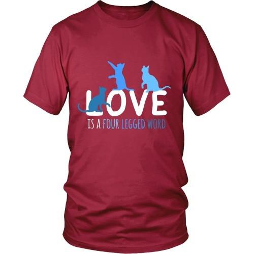 Cats T Shirt - Love is a four legged word-T-shirt-Teelime | shirts-hoodies-mugs