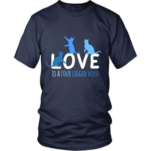 Cats T Shirt - Love is a four legged word-T-shirt-Teelime | shirts-hoodies-mugs