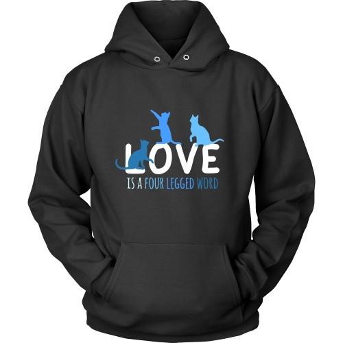 Cats T Shirt - Love is a four legged word-T-shirt-Teelime | shirts-hoodies-mugs