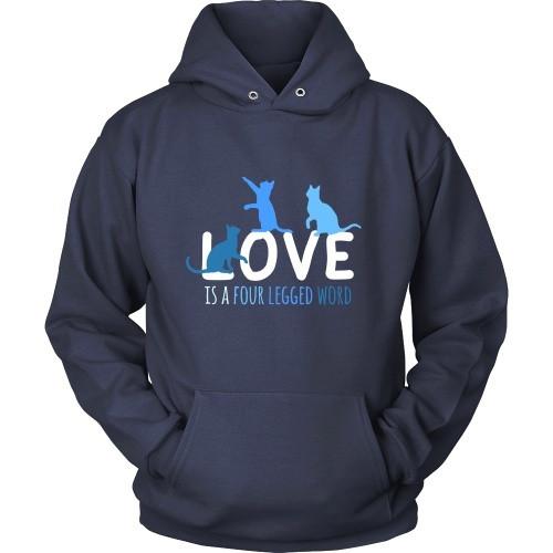 Cats T Shirt - Love is a four legged word-T-shirt-Teelime | shirts-hoodies-mugs