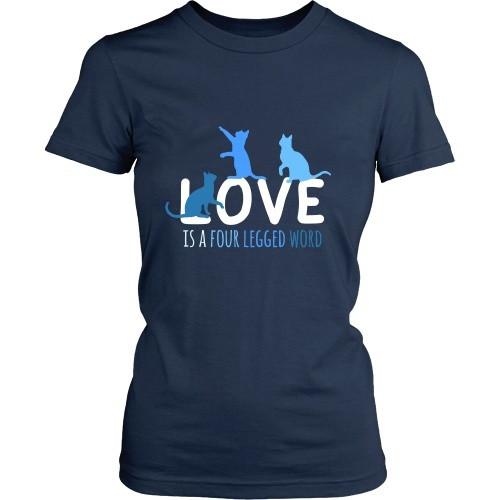 Cats T Shirt - Love is a four legged word-T-shirt-Teelime | shirts-hoodies-mugs