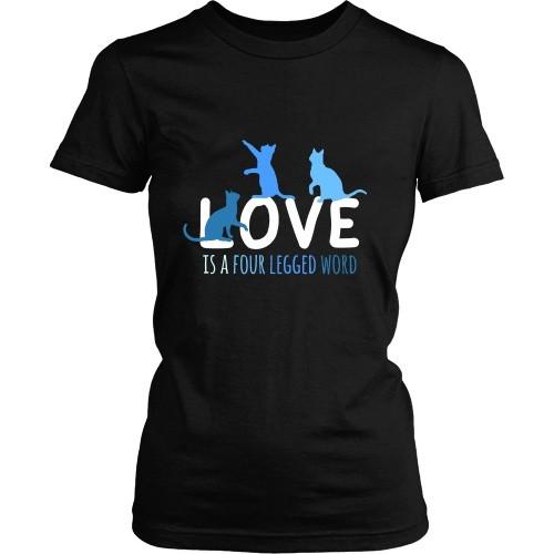 Cats T Shirt - Love is a four legged word-T-shirt-Teelime | shirts-hoodies-mugs