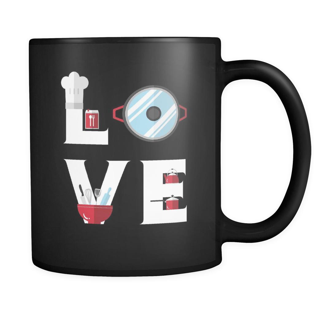 Chef / Cooking - LOVE Chef / Cooking - 11oz Black Mug-Drinkware-Teelime | shirts-hoodies-mugs