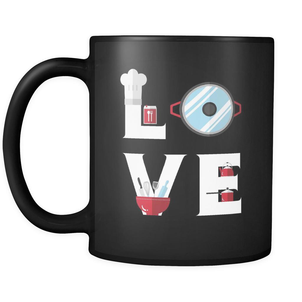 Chef / Cooking - LOVE Chef / Cooking - 11oz Black Mug-Drinkware-Teelime | shirts-hoodies-mugs