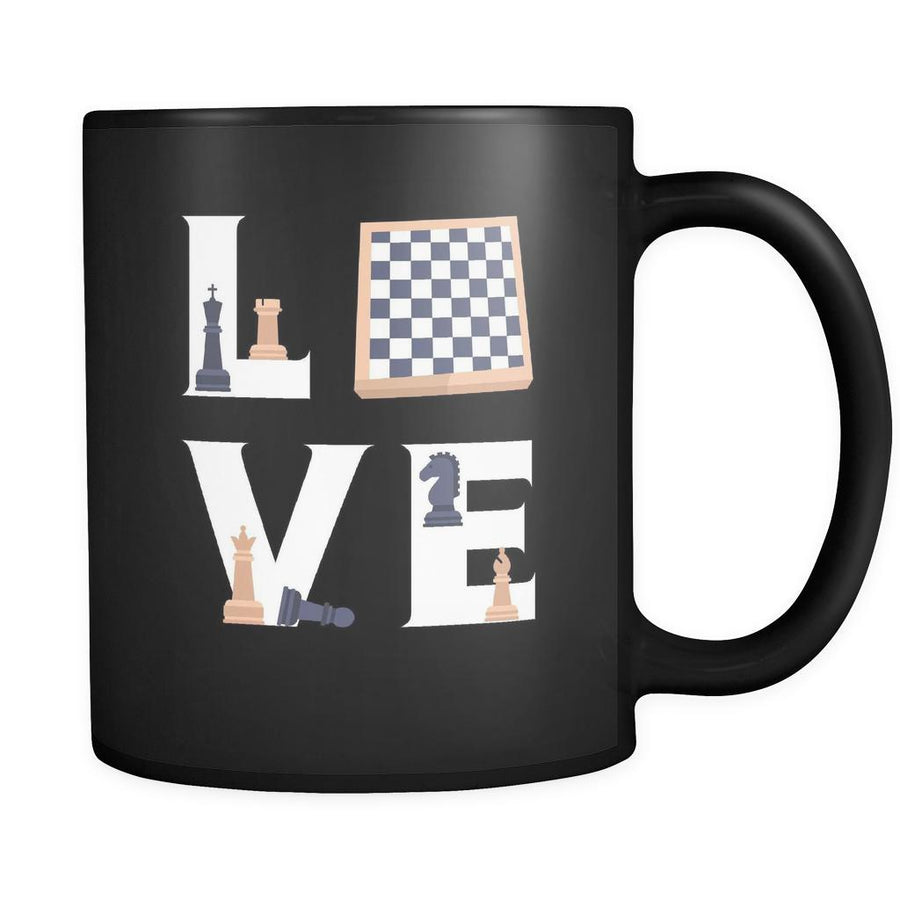 Chess - LOVE Chess - 11oz Black Mug-Drinkware-Teelime | shirts-hoodies-mugs