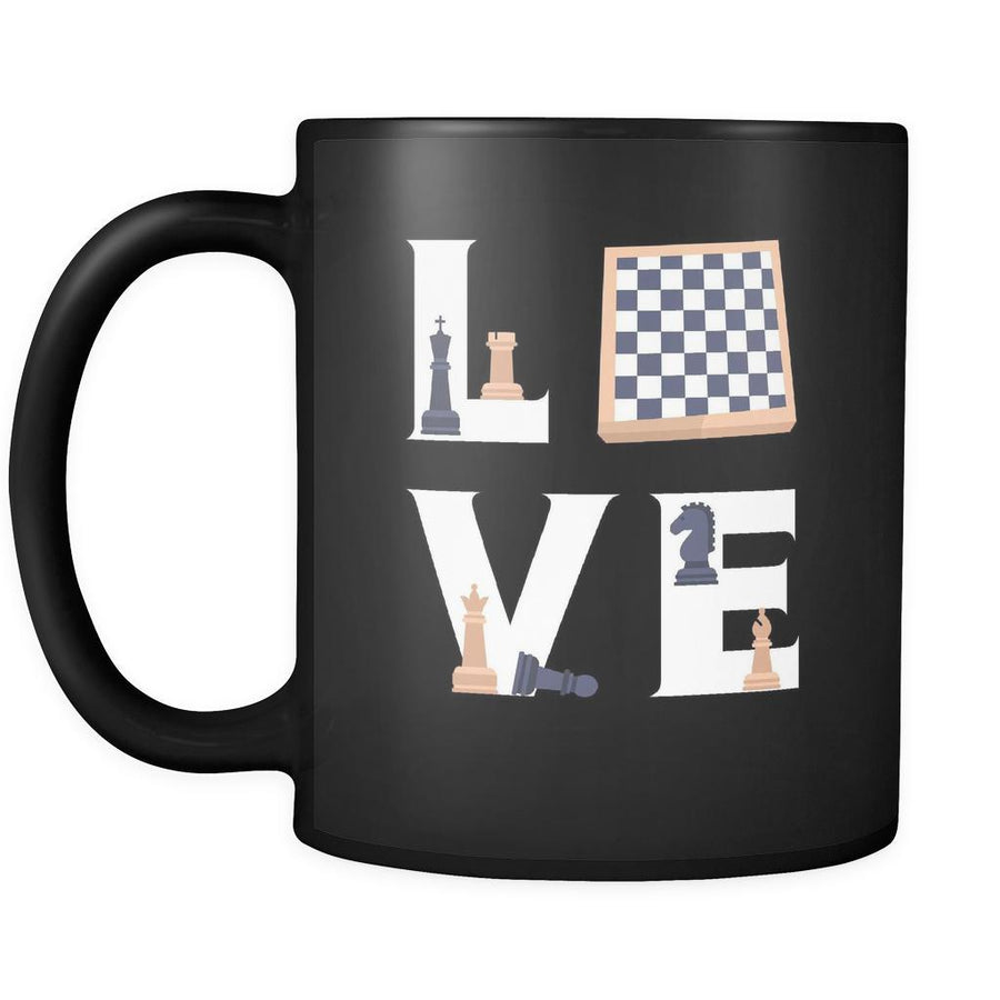 Chess - LOVE Chess - 11oz Black Mug-Drinkware-Teelime | shirts-hoodies-mugs
