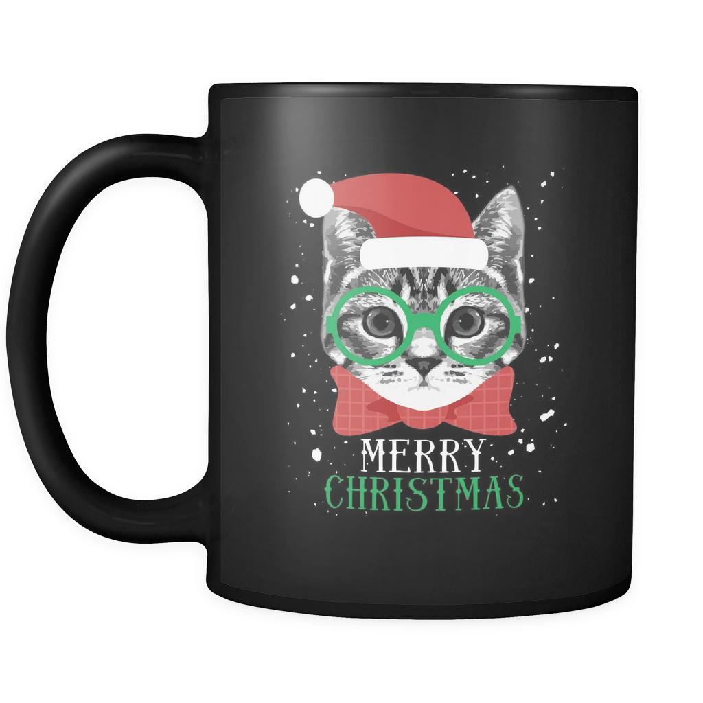 Christmas Merry Christmas Cat 11oz Black Mug