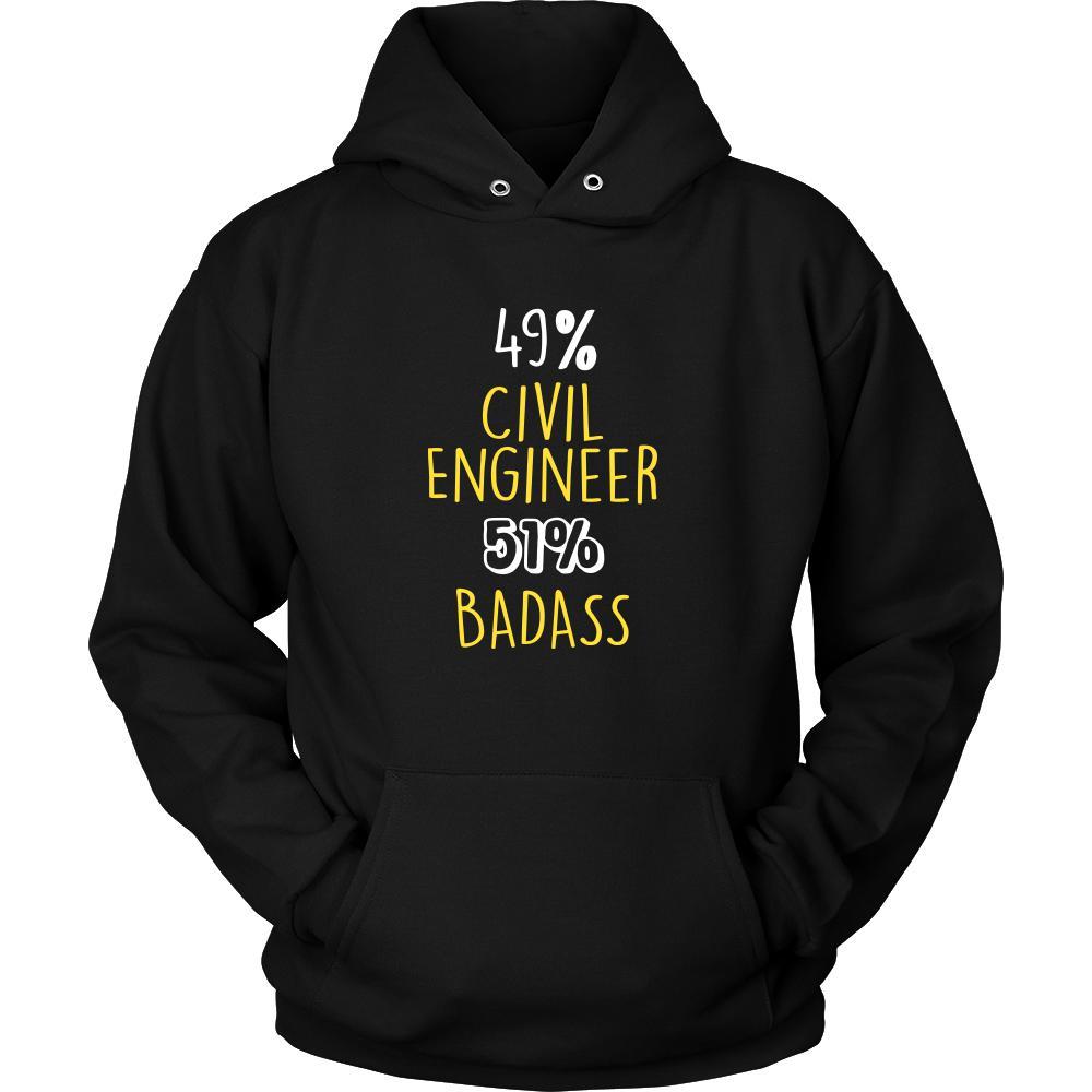 Civil Engineer Shirt - 49% Civil Engineer 51% Badass Profession-T-shirt-Teelime | shirts-hoodies-mugs
