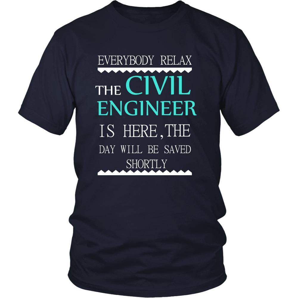 Civil Engineer Shirt - Everyone relax the Civil Engineer is here, the day will be save shortly - Profession Gift-T-shirt-Teelime | shirts-hoodies-mugs