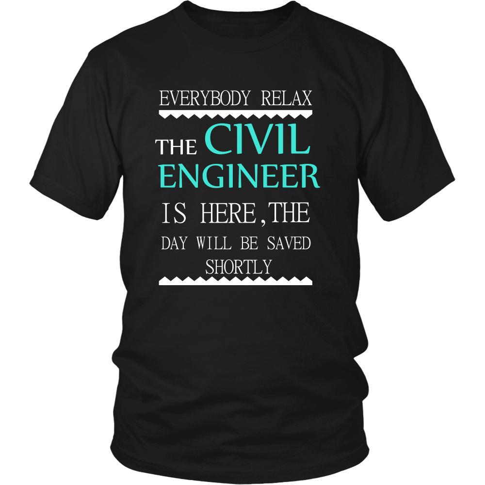 Civil Engineer Shirt - Everyone relax the Civil Engineer is here, the day will be save shortly - Profession Gift-T-shirt-Teelime | shirts-hoodies-mugs