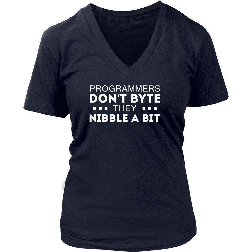 Coding T Shirt - Programmers don't bite they nibble a bit - Teelime ...