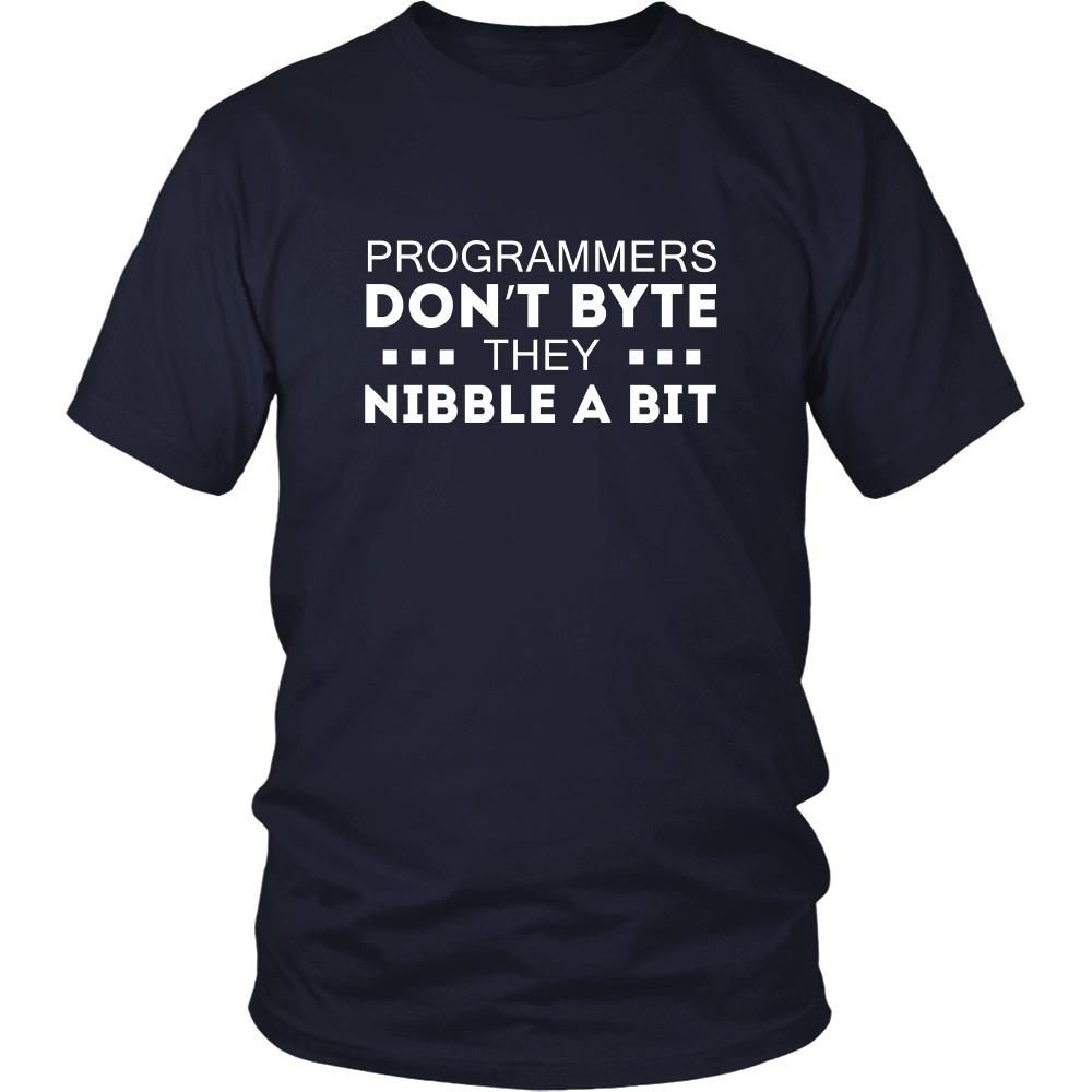Coding T Shirt - Programmers don't bite they nibble a bit-T-shirt-Teelime | shirts-hoodies-mugs