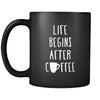 Coffee Cup - Life begins after coffee - Drink Love Gift, 11 oz Black Mug-Drinkware-Teelime | shirts-hoodies-mugs