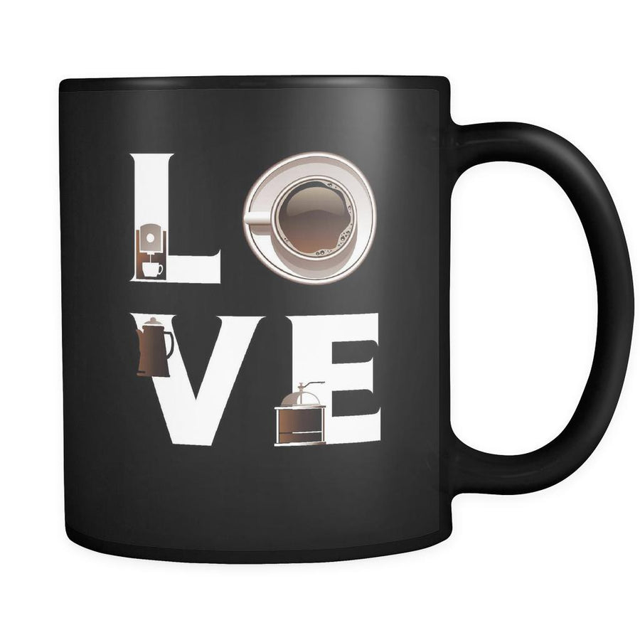 Coffee - LOVE Coffee - 11oz Black Mug-Drinkware-Teelime | shirts-hoodies-mugs