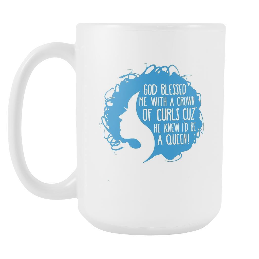 Curls mug - God blessed me with a Crown of Curls-Drinkware-Teelime | shirts-hoodies-mugs