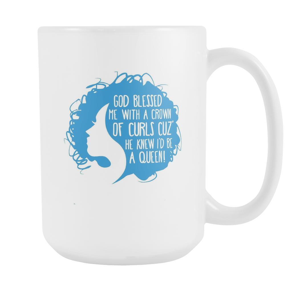 Curls mug - God blessed me with a Crown of Curls-Drinkware-Teelime | shirts-hoodies-mugs