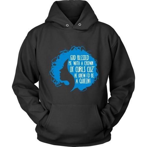 Curly T Shirt - God blessed me with a crown of curls cuz' He knew I'd be a queen-T-shirt-Teelime | shirts-hoodies-mugs