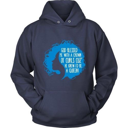 Curly T Shirt - God blessed me with a crown of curls cuz' He knew I'd be a queen-T-shirt-Teelime | shirts-hoodies-mugs
