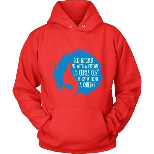 Curly T Shirt - God blessed me with a crown of curls cuz' He knew I'd be a queen-T-shirt-Teelime | shirts-hoodies-mugs