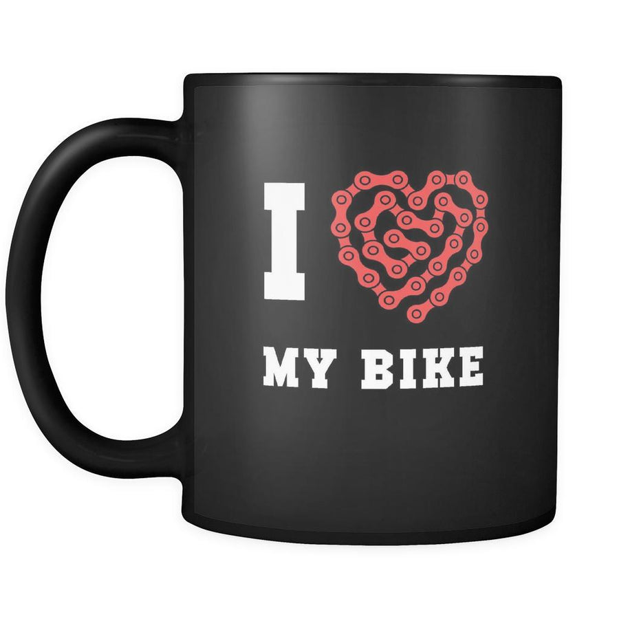 Cycling I heart my bike 11oz Black Mug-Drinkware-Teelime | shirts-hoodies-mugs