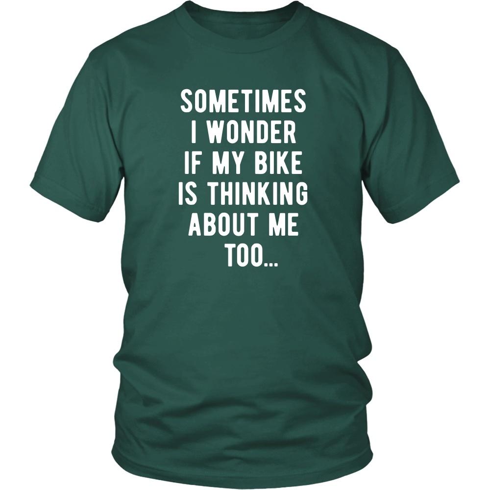 Cycling T Shirt - Sometimes I wonder if my bike is thinking about me too-T-shirt-Teelime | shirts-hoodies-mugs