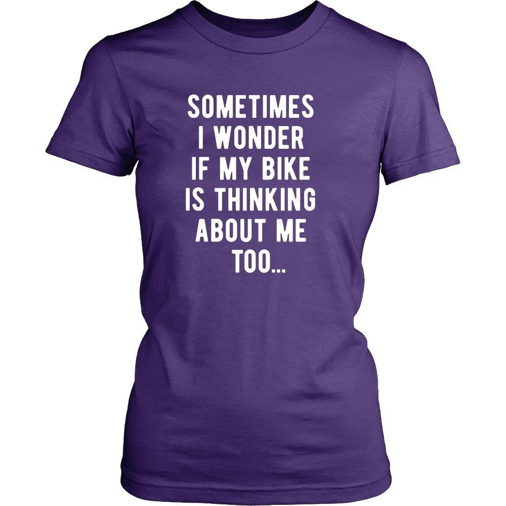 Cycling T Shirt - Sometimes I wonder if my bike is thinking about me too-T-shirt-Teelime | shirts-hoodies-mugs