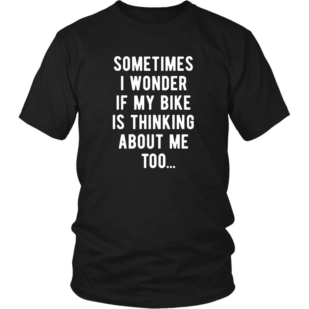 Cycling T Shirt - Sometimes I wonder if my bike is thinking about me too-T-shirt-Teelime | shirts-hoodies-mugs