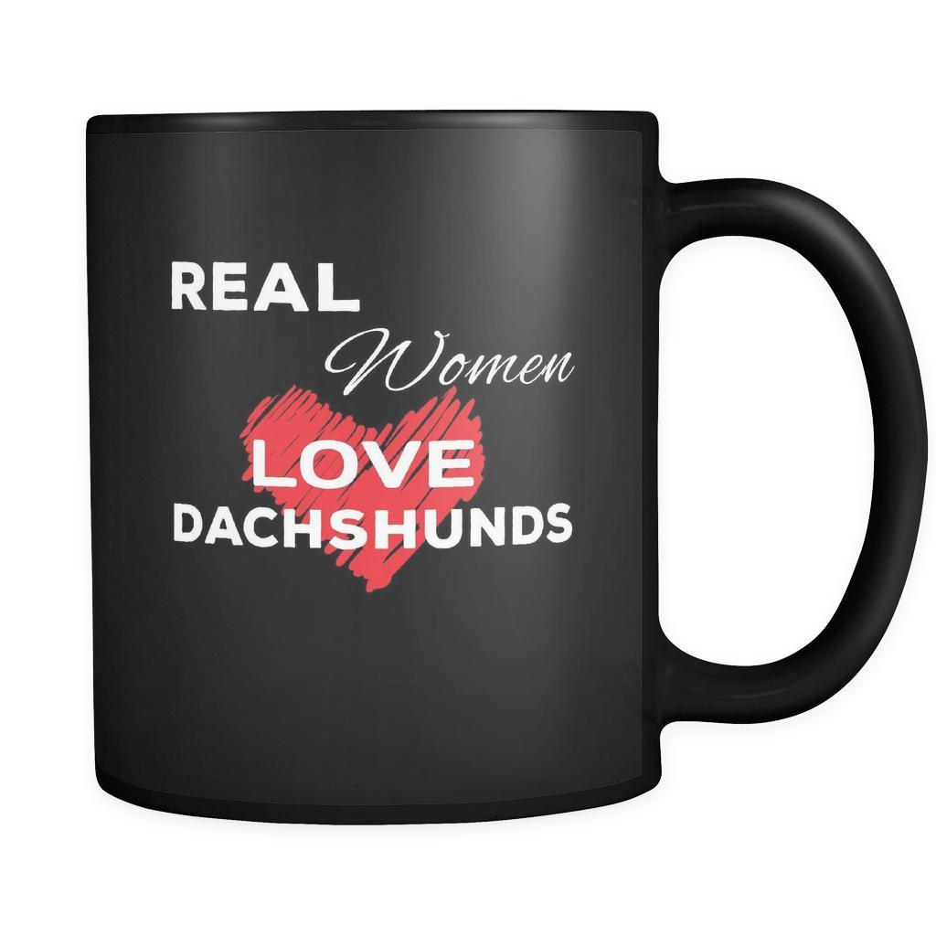 Dachshund Real Women Love Dachshunds 11oz Black Mug-Drinkware-Teelime | shirts-hoodies-mugs