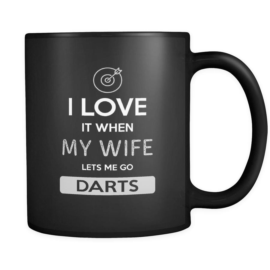 Darts - I love it when my wife lets me go Darts - 11oz Black Mug-Drinkware-Teelime | shirts-hoodies-mugs